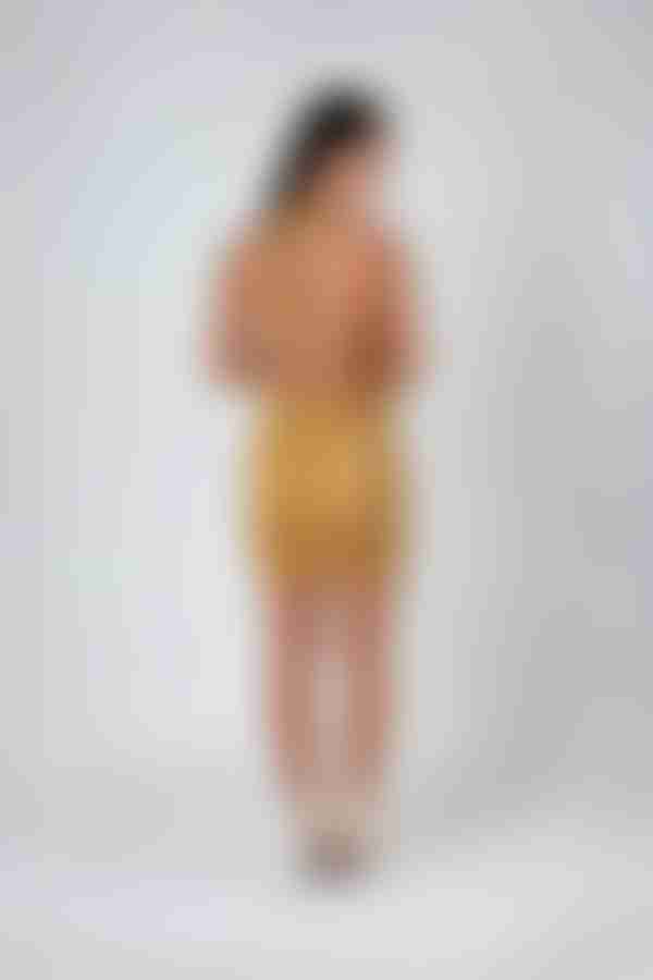 Lover Girl Plunging Ruched Mini Dress - Gold