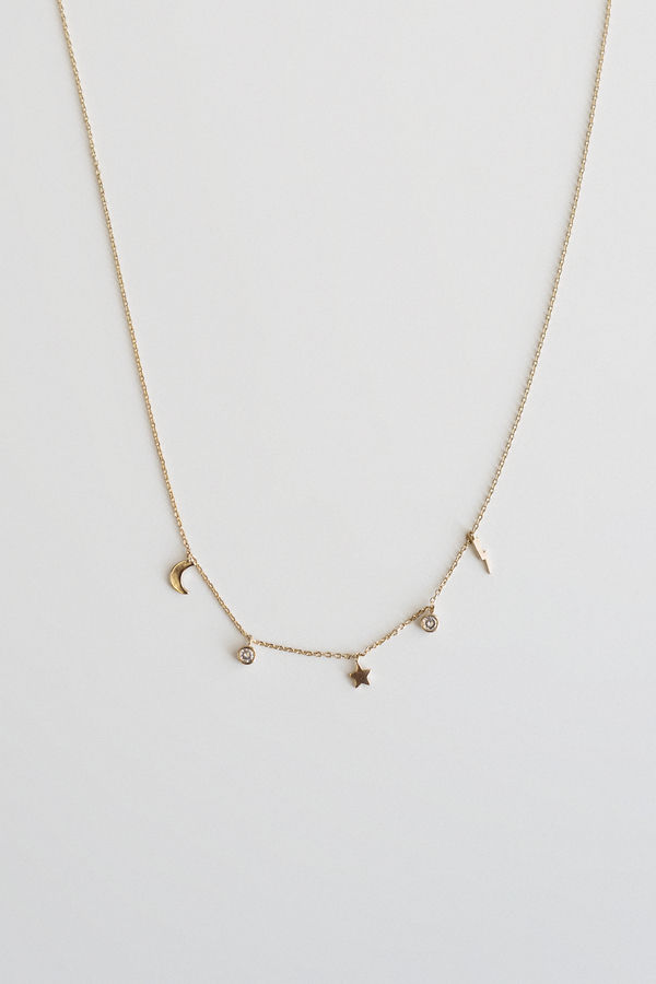 The Stars And Moon Gold Charm Necklace - C$ 19 | Tobi CA