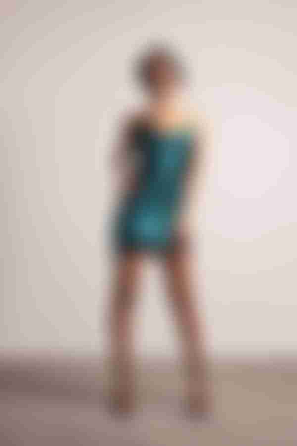 Alaleh Satin Surplice Mini Dress - Black