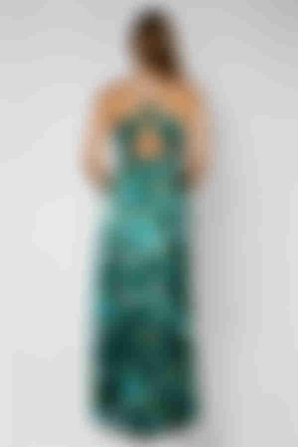 Make Me Yours Floral Satin Maxi Dress - Green Floral