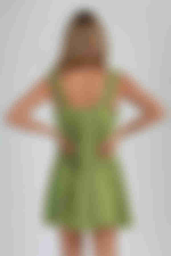 Milena Cotton Ruffle Mini Dress - Green