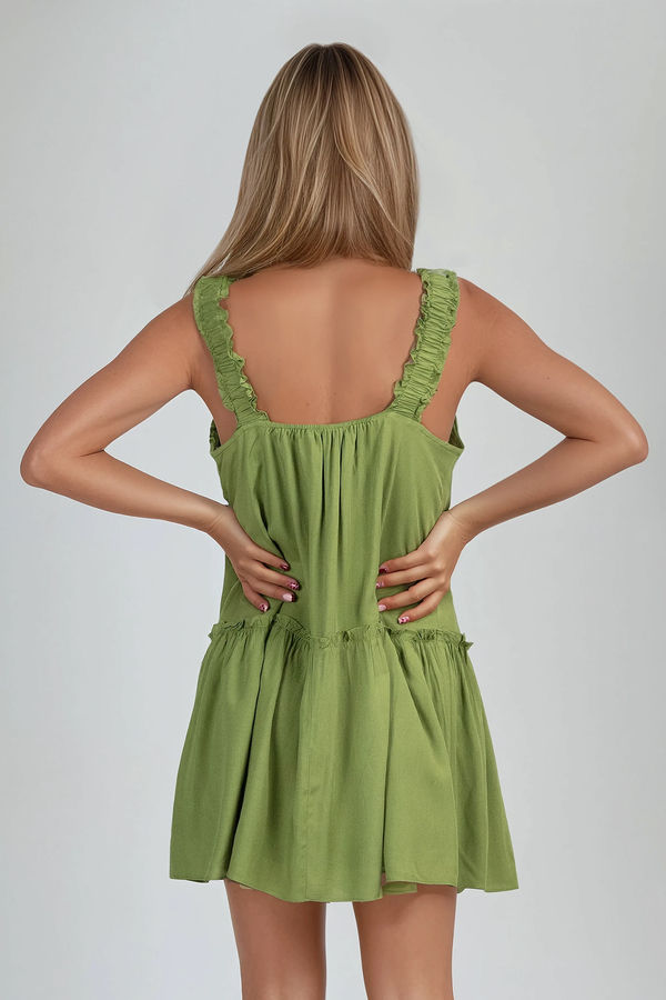 Milena Floral Ruffle Mini Dress - Green