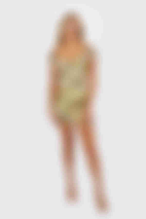 Hold On Smocked Bustier Mini Dress - Green Tan