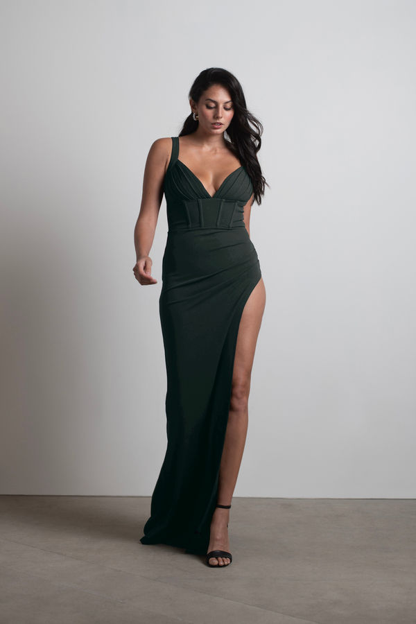 Double Up High Slit Maxi Dress - Black, Fashion Nova, Dresses