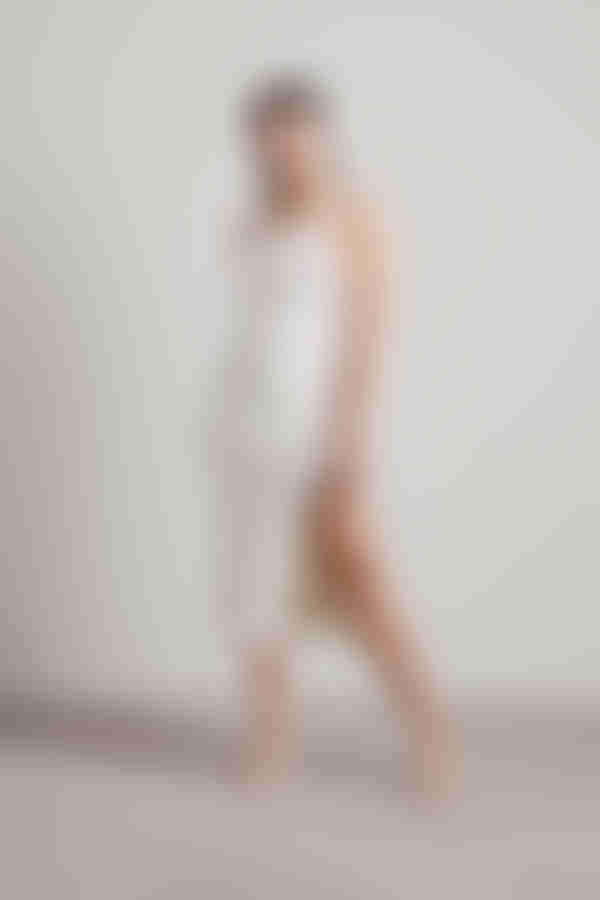 Better Again Open Back High Slit Midi Dress - Ivory