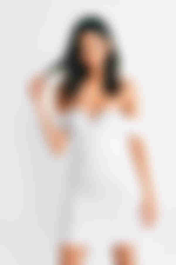 Catching Eyes Embellished Bustier Mini Dress - Ivory