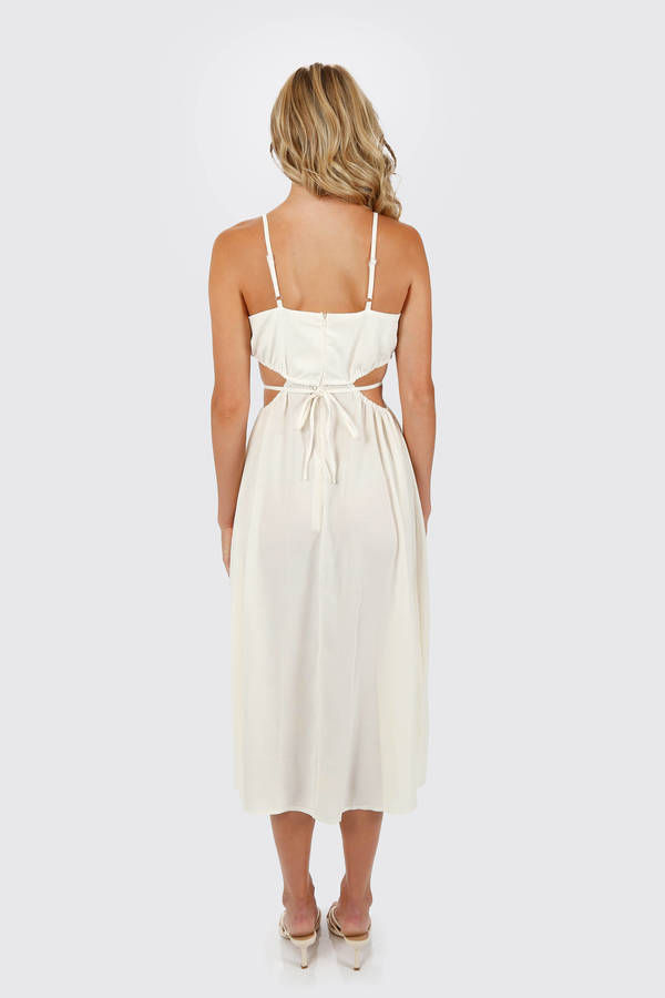 Forever New Open Back Tiered Cami Sun Dress in White