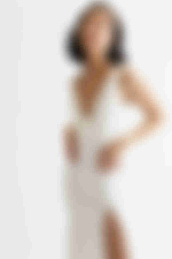 Lupita Ivory Sleeveless Bodycon Slit Maxi Dress