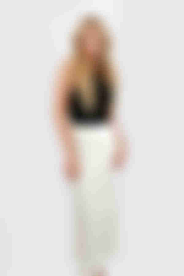 Roselynn Bias Cut Maxi Skirt with Slit Satin Maxi Skirt - Ivory