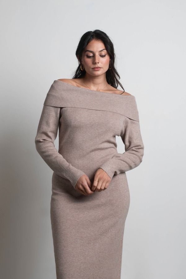 Women's Off-The-Shoulder Midi Sweater Dress