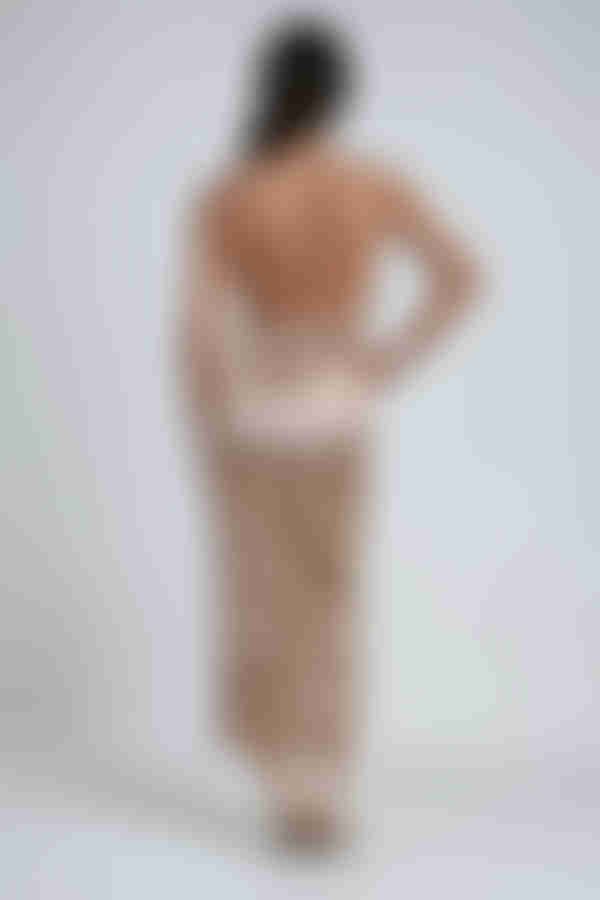 Opulent Aura Satin Slit Midi Dress - Mocha Mousse