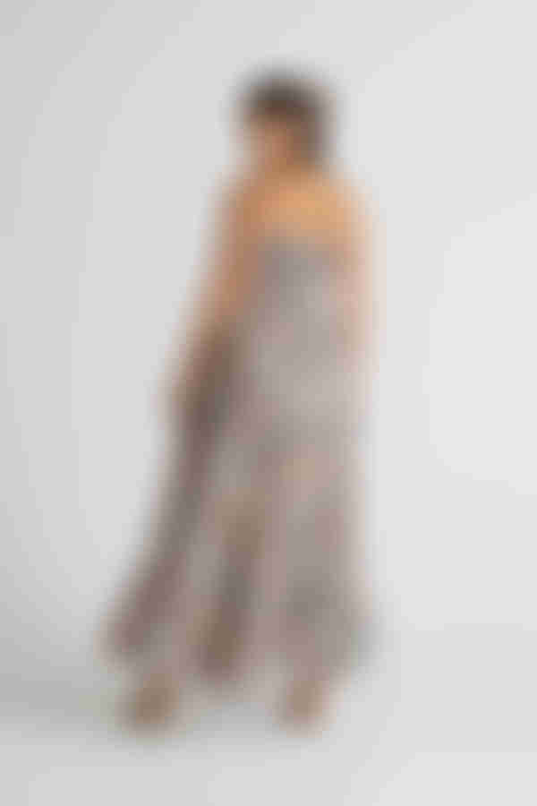 Blue Garden Multi Floral Tie Tiered Maxi Dress