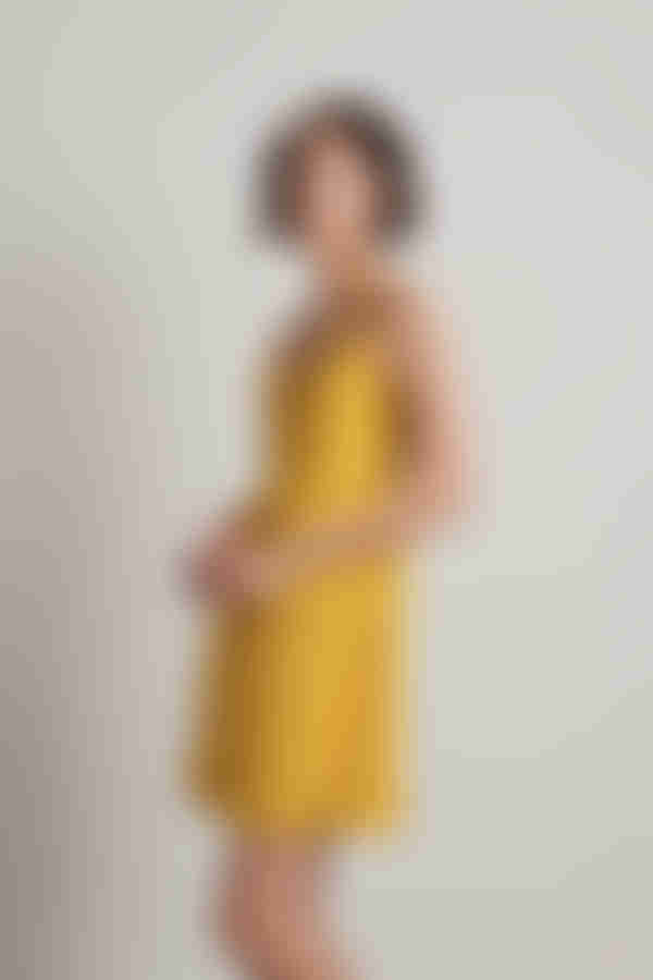 Just Like The Movies Floral Ruffle Mini Dress - Mustard Starlight