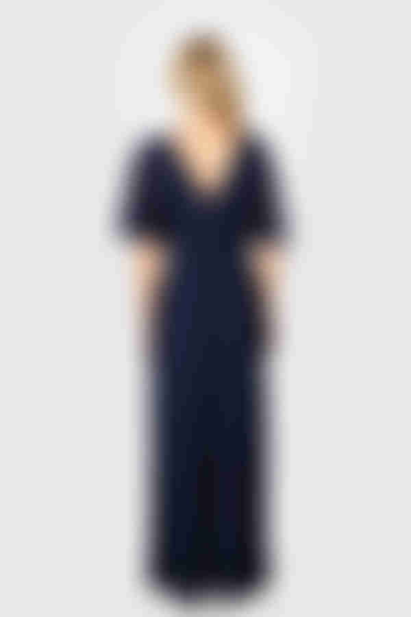 Come Closer To Me Butterfly Sleeve High Slit Maxi Dress - Navy