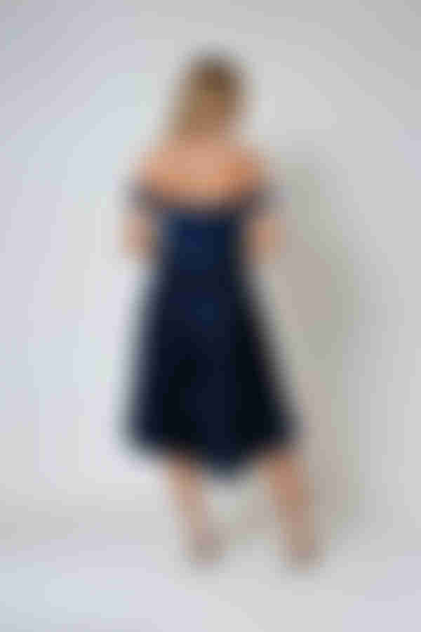 Love on Top Sweetheart Pleated Midi Dress - Navy 