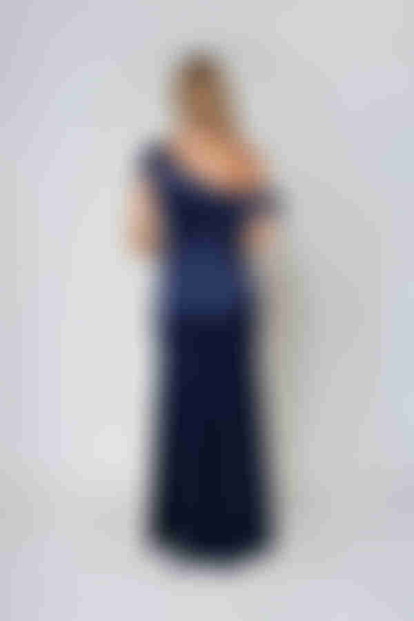 Own the Look Satin One Shoulder Maxi Dress - Navy