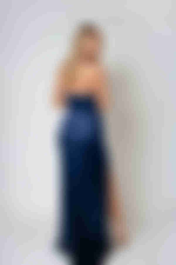Stay In Love Strapless High Slit Maxi Dress - Navy