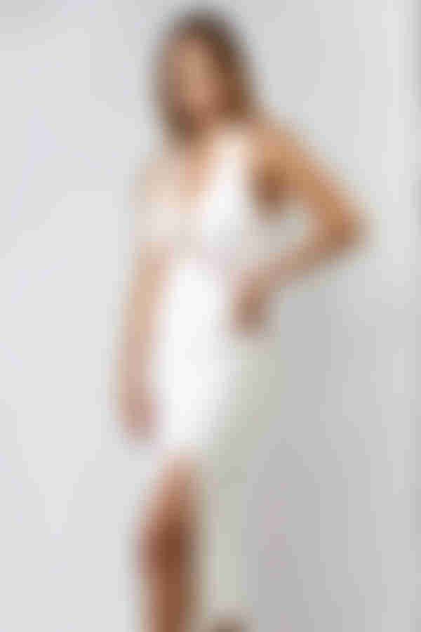 Eyes Closed Mesh Hook Midi Dress - Off White