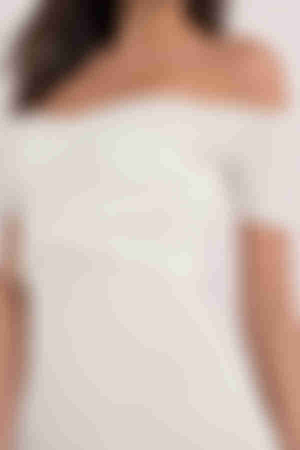 Harlow Off The Shoulder Smocked Mini Dress - Off White