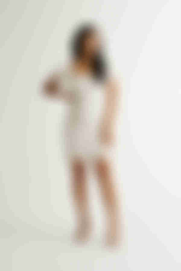 Namuro Smocked Puff Sleeve Mini Dress - Off White