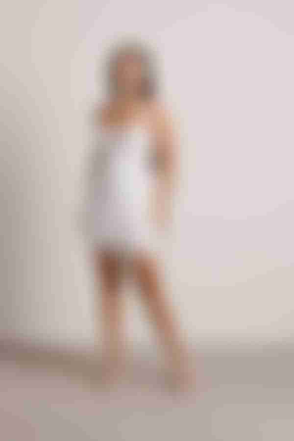 Prance Around Flower Strap Bodycon Mini Dress - Off White