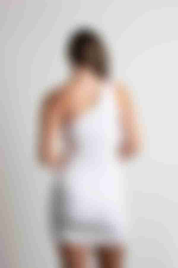 Sneak Peek Ruched One Shoulder Mini Dress - Off White