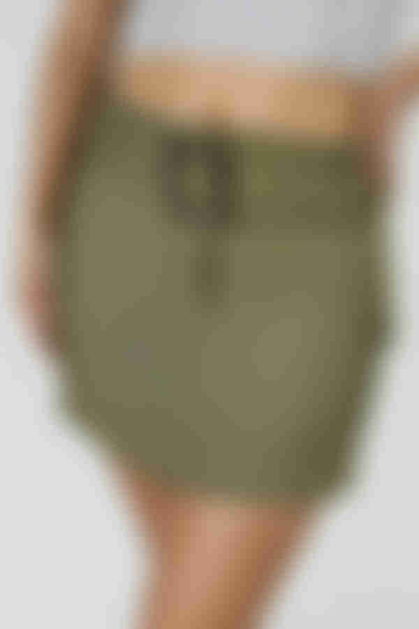 Mood Lifter Belted Mini Skirt - Olive