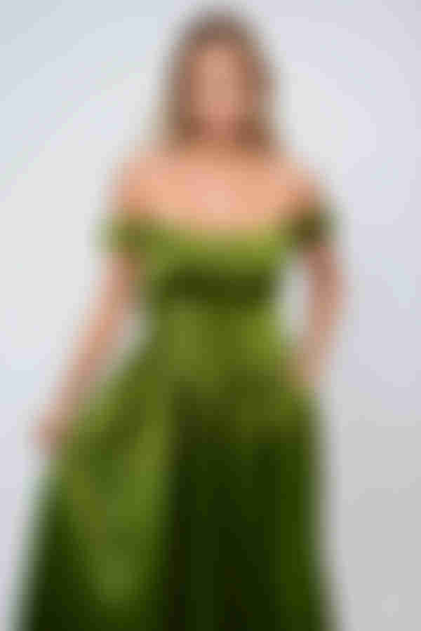 So Into You Ruched Bust Corset Maxi Dress - Olive