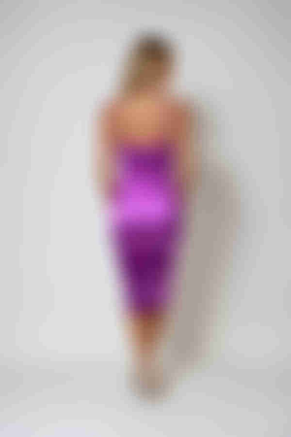 Pretty Please Satin Bustier Midi Dress - Orchid