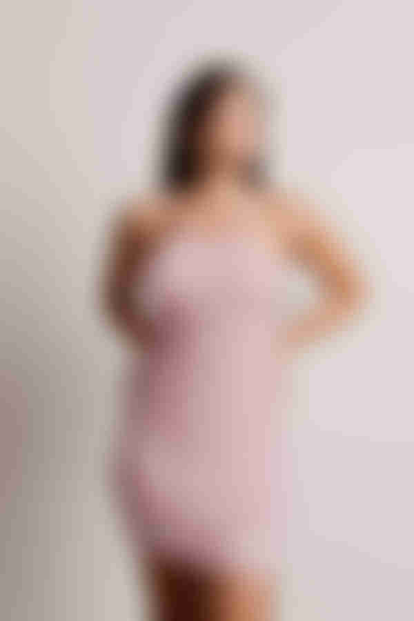 Bubble Gum Ribbed Knit Halter Mini Dress - Pink