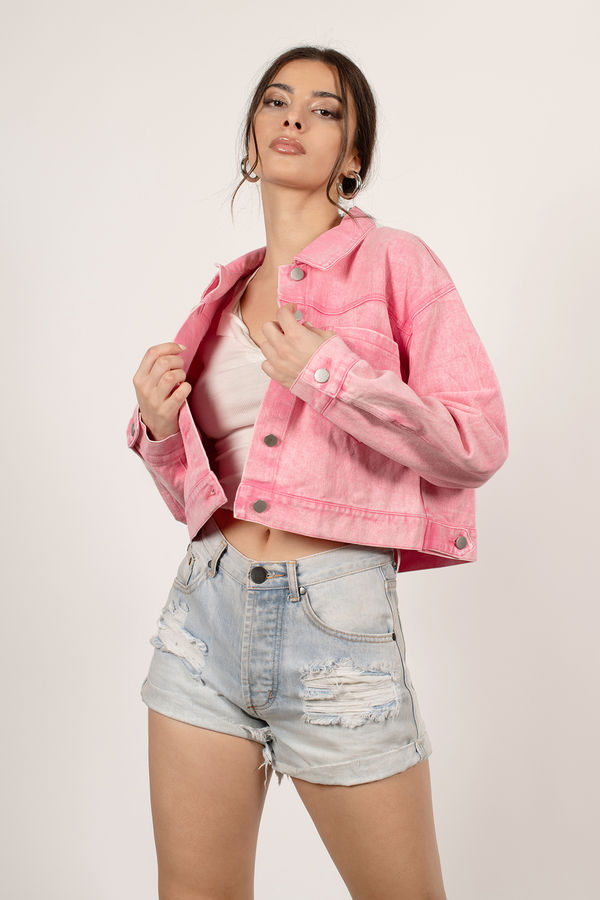 Dolly Pink Cropped Denim Jacket - $138 | Tobi US
