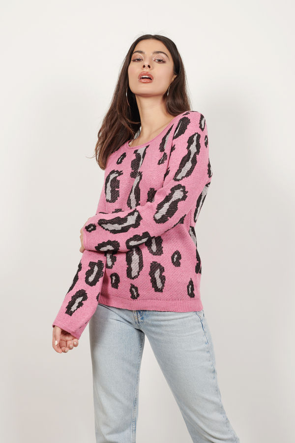 pink cheetah print sweater