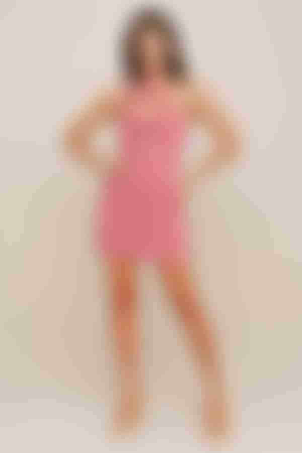 Zammarah Cross Halter Bodycon Mini Dress - Pink