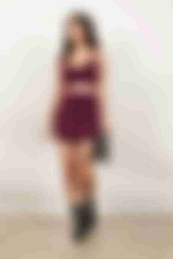 All That Fuzz Fuzzy Mini Skirt - Plum