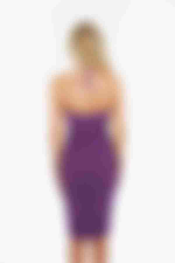 Katarina Cross Halter Bodycon Midi Dress - Purple