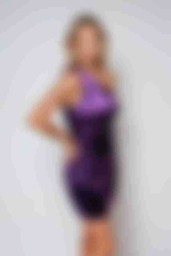 Show Stopper Satin One Shoulder MIni Dress - Purple