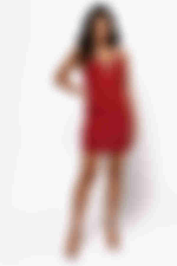 Come On Over Plunging Bodycon Mini Dress - Red