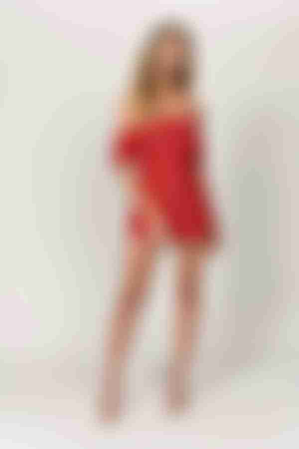 Emily Lace Romper - Red