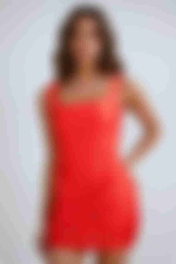 Hot Streak Square Neck Bodycon Mini Dress - Red