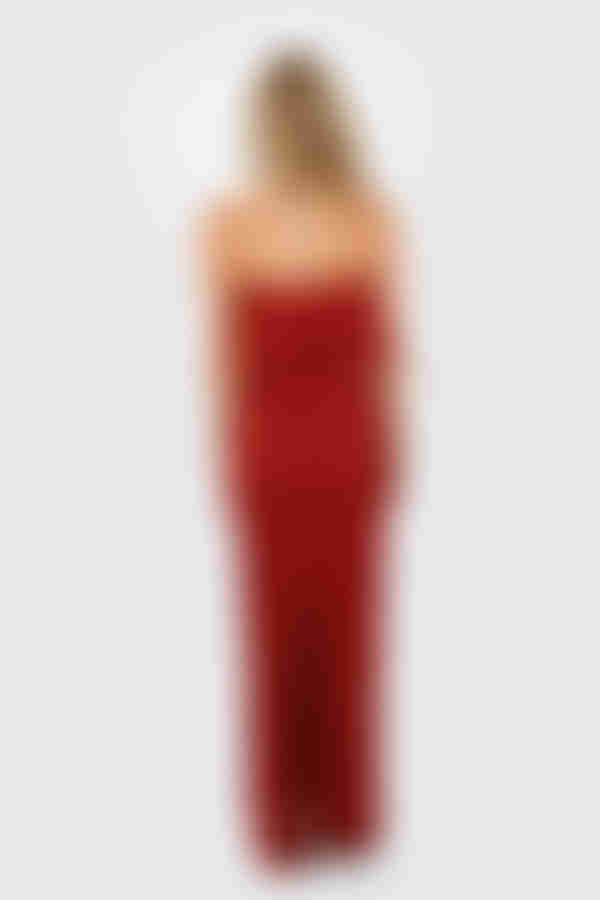 Milan Strapless Back Slit Maxi Dress - Red