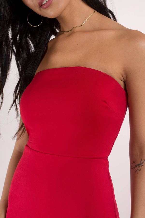 Tobi Ambitions Red Strapless Bodycon Dress