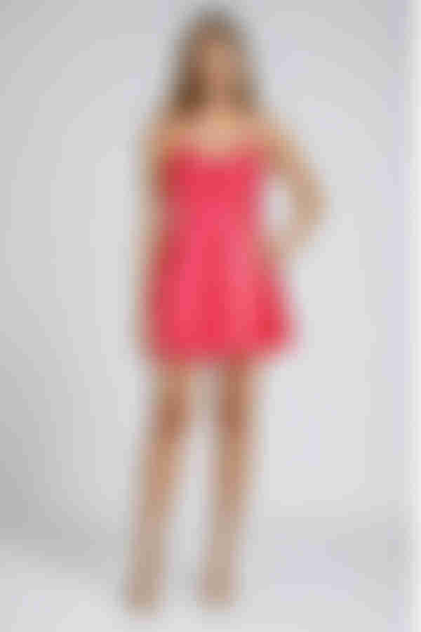 Stay Spicy Lace Satin Mini Dress - Red