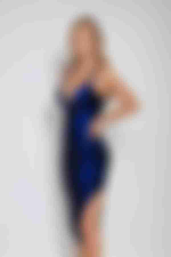 Cold Flame Metallic Corset Midi Dress - Royal Blue