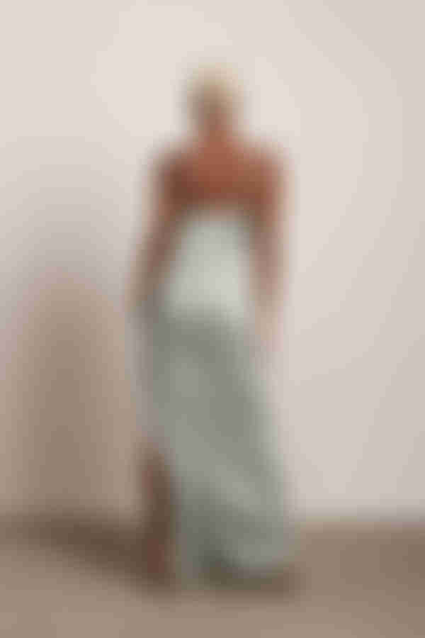 Stellar Satin High Slit Maxi Dress - Sage