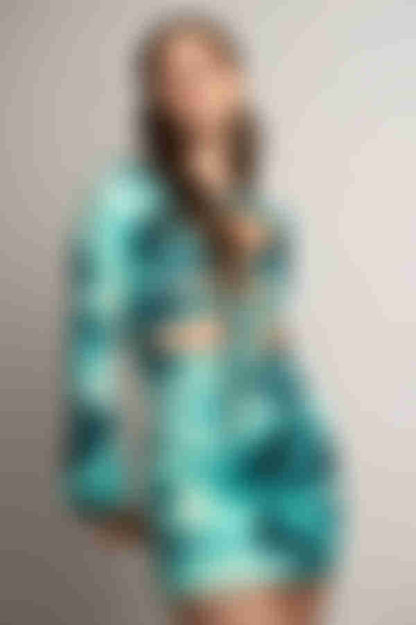 Underwater Tie Dye Cutout Mini Dress - Seafoam Blue