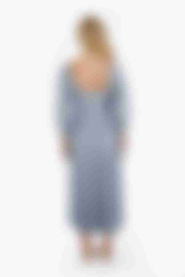 Ariadne Geri Dress Square Neck Smocked Midi Dress - Sky Blue