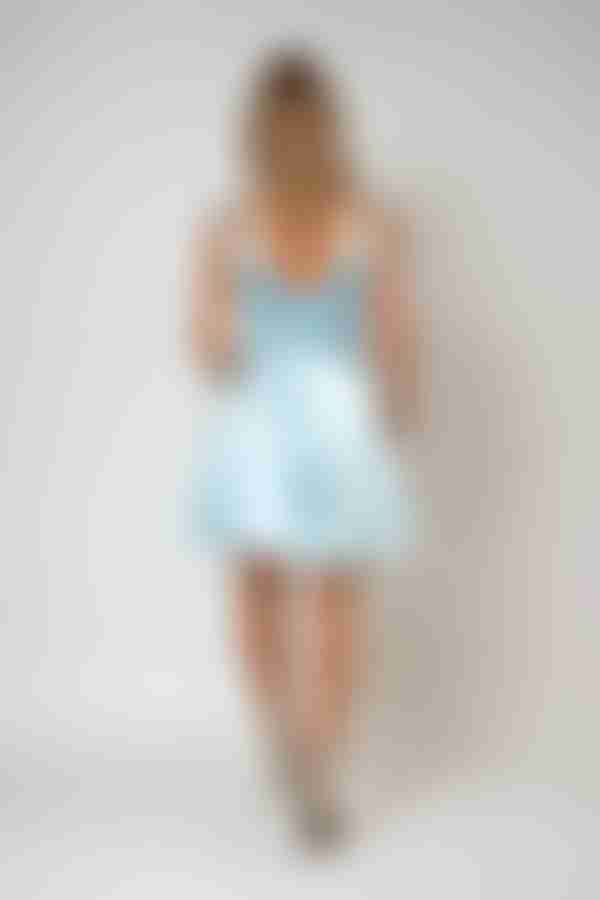 Ocean Eyes Satin V-Neck Mini Dress - Sky Blue