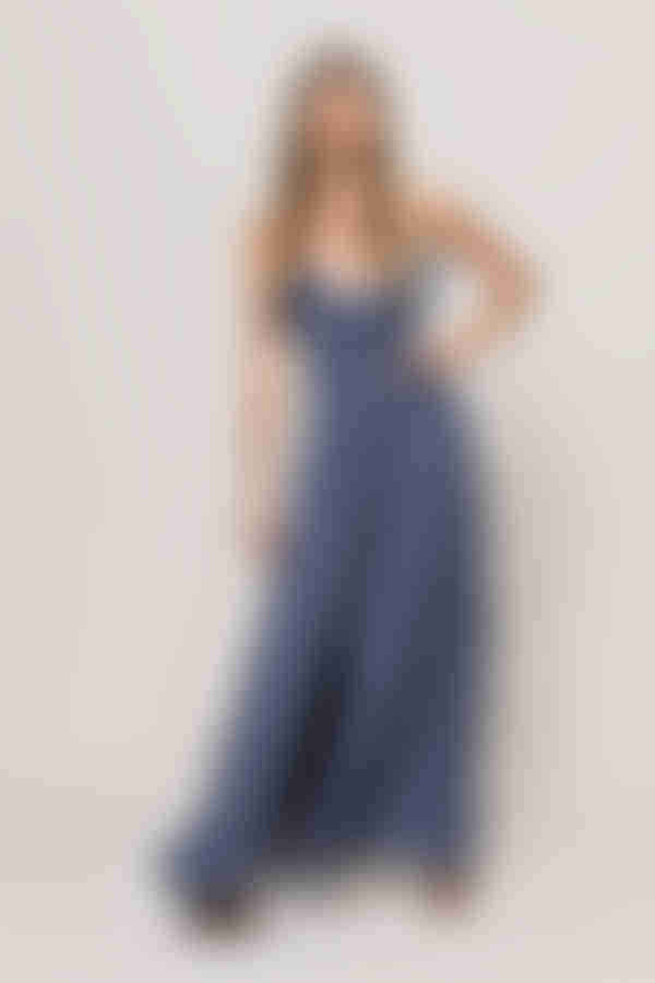 Kristen Ruffle Wrap Maxi Dress - Slate