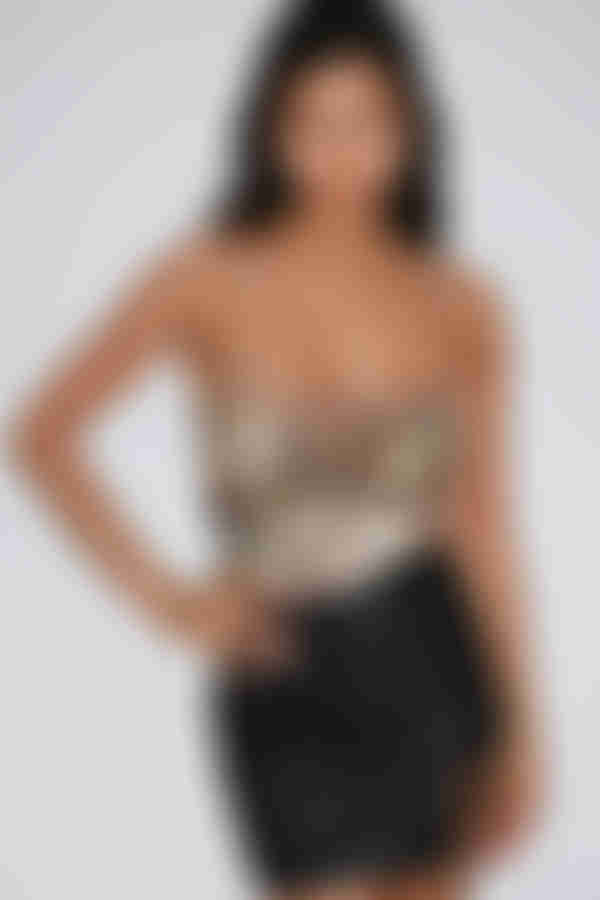 Mystic Whirl Mesh Print Bodysuit - Taupe