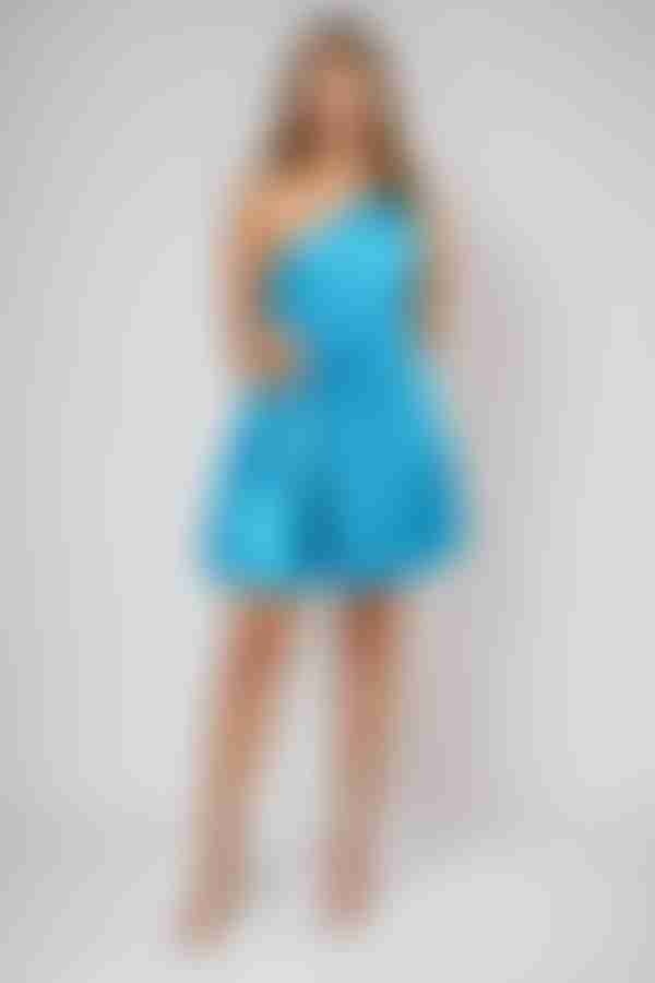 Own the Glow Pleated Cutout Mini Dress - Teal